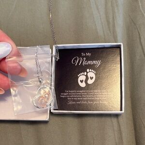 Dual-Tone Heart Necklace with Silver and Rose Gold